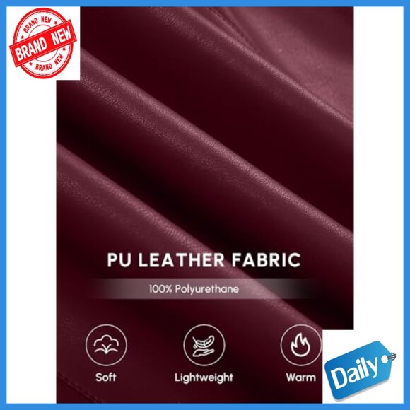 Oversized Faux Leather Blazer Bomber Jacket Long Sleeve Button Front Pockets - Picture 6 of 7